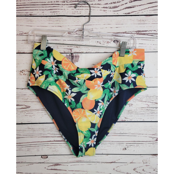 Old Navy Yellow Orange Citrus 2-Piece Bathing Suit Swim Swimsuit Women's Size XL - Picture 7 of 16